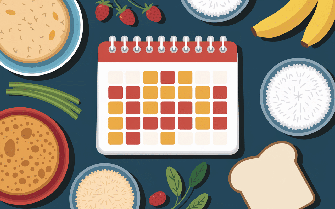 Calendrier et aliments essentiels alimentation marathon j-7 menu