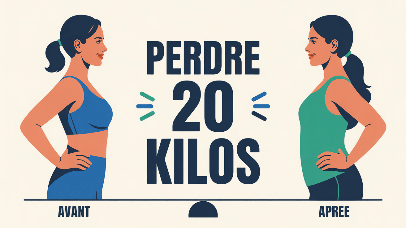 comment perdre 20 kilos illustration avant après balance