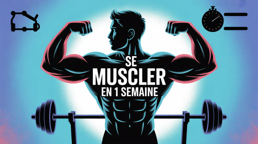 comment se muscler en 1 semaine image silhouette musclée biceps haltères chronomètre