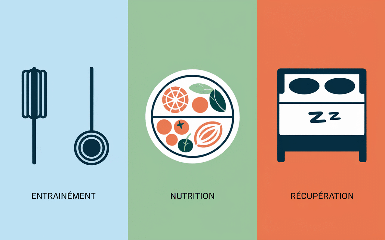 Corps homme muscle naturel piliers entraînement nutrition récupération