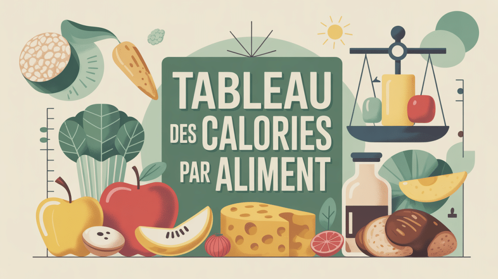 Illustration tableau des calories par aliment guide visuel