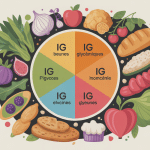 tableau des indices glycemiques des aliments assiette sectorisee vert jaune rouge