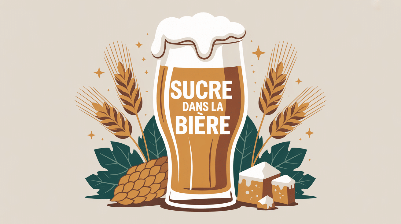 Illustration taux de sucre dans la biere verre central malt houblon levure cristaux