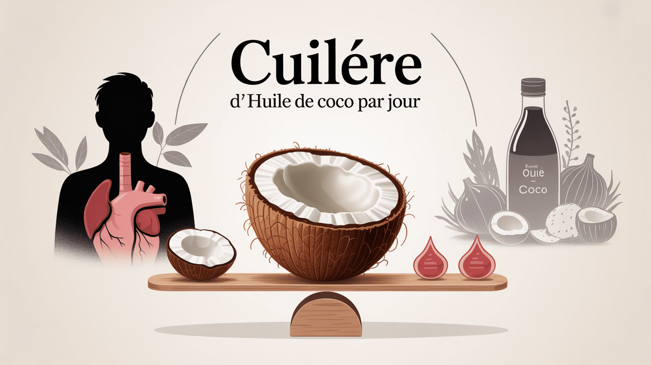 Illustration une cuillere d huile de coco par jour équilibre coeur cholestérol