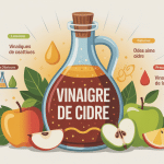 vinaigre de cidre bienfaits et inconvenients bouteille centrale illustration