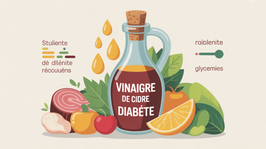 Illustration vinaigre de cidre et diabetique bouteille assiette stéthoscope