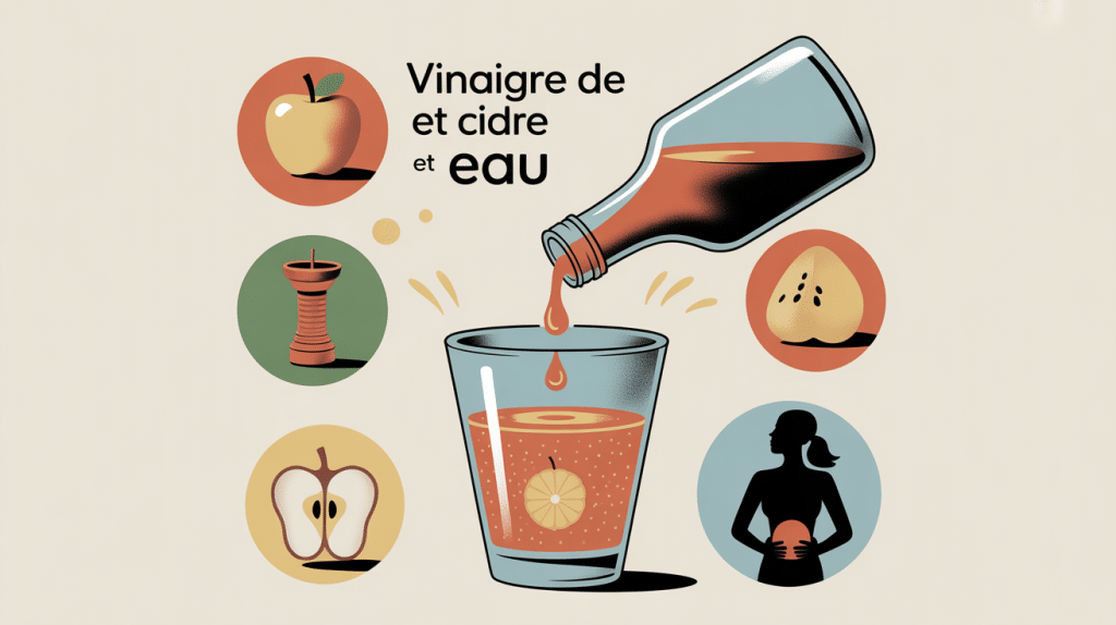 Image vinaigre de cidre et eau bouteille versant dans un verre