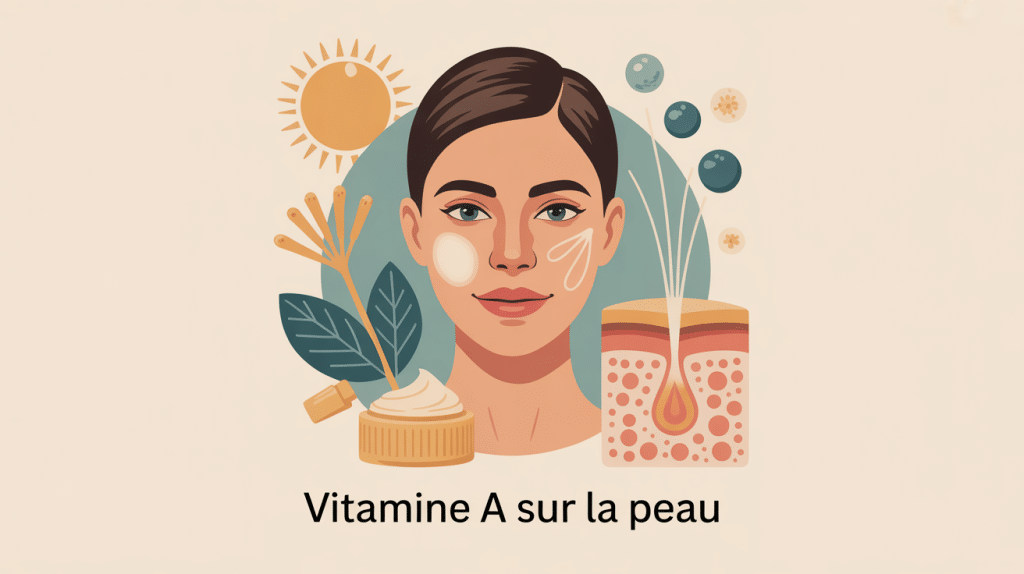Illustration conceptuelle vitamine a sur la peau montrant visage et coupe transversale