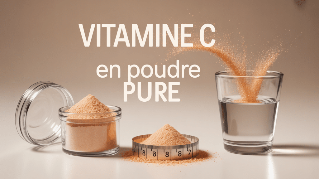 vitamine c en poudre pure pot verre cuillère dissolution