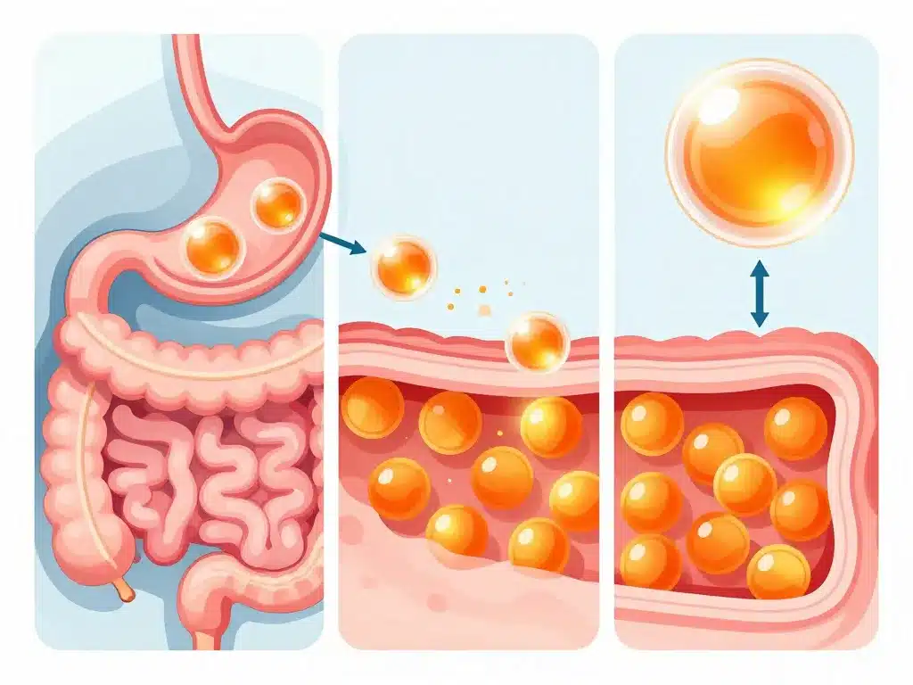 Schéma absorption vitamine c liposomale bienfaits