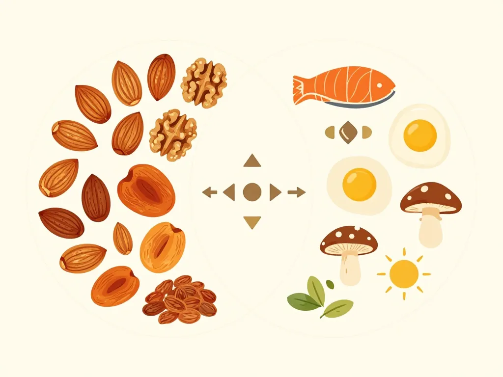 Diagramme Venn vitamine d fruits secs montrant synergie et limites