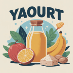 yaourt a boire proteine bouteille entourée d aliments representatifs