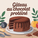image gateau au chocolat proteine sur table fitness