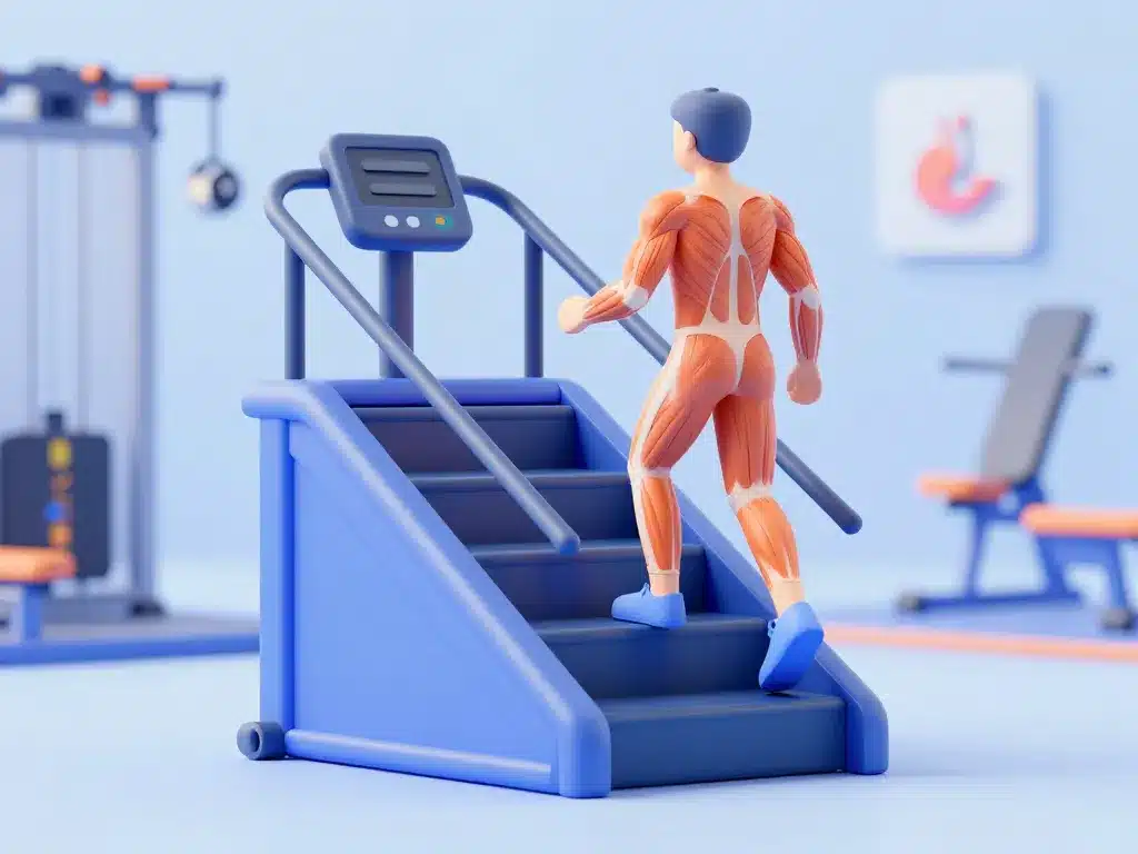 machine salle de sport escalier concept diagram muscles sollicités