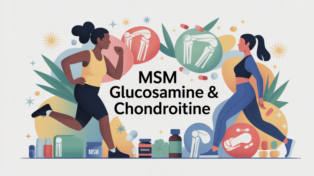 Illustration msm glucosamine & chondroitin pour douleurs articulaires