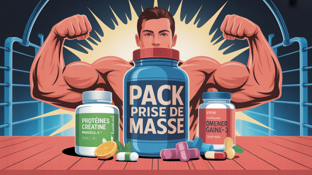 pack prise de masse compléments musculation illustration