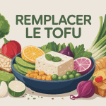 Illustration d'aliments végétaux alternatifs pour par quoi remplacer le tofu