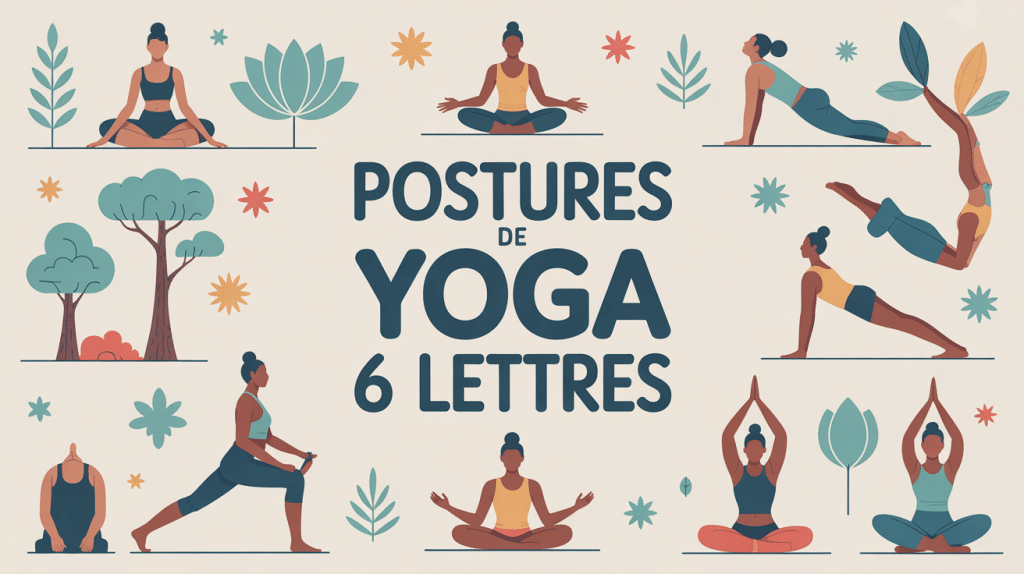 illustration postures de yoga 6 lettres style moderne zen