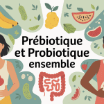 prébiotique et probiotique ensemble illustration microbiote