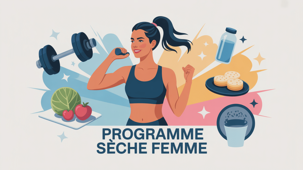 programme pour secher femme femme tonique entourée de nutrition entraînement récupération