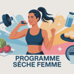 programme pour secher femme femme tonique entourée de nutrition entraînement récupération
