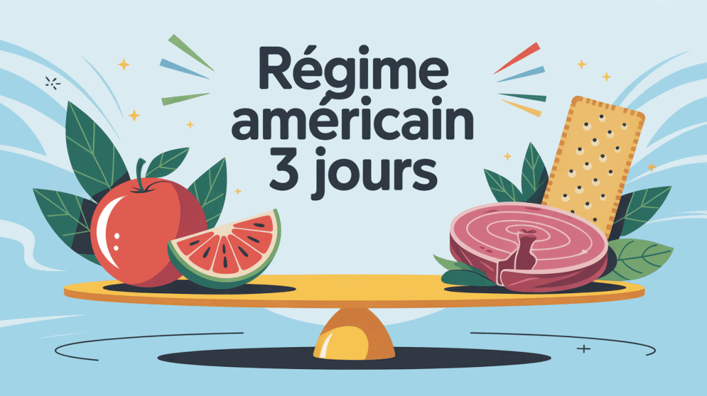 illustration regime americain 3 jours aliments et balance