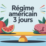 illustration regime americain 3 jours aliments et balance