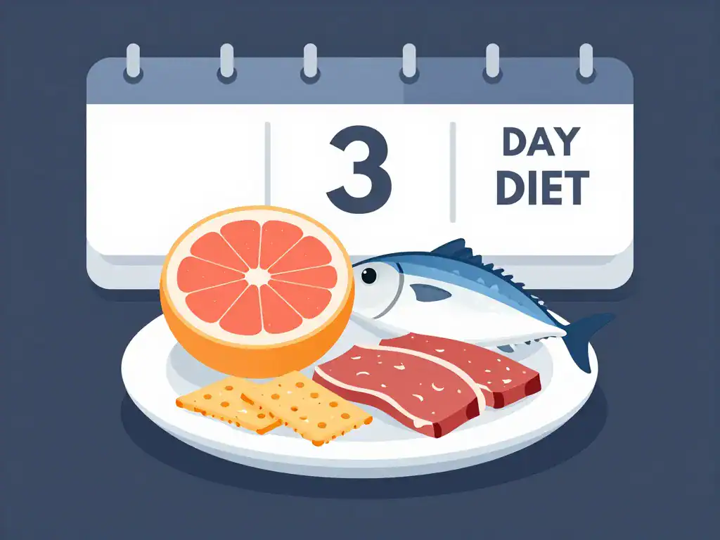 regime americain 3 jours illustration aliments et calendrier