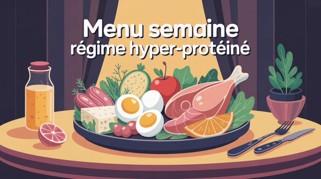 regime hyperproteine menu semaine illustration aliments