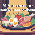 regime hyperproteine menu semaine illustration aliments