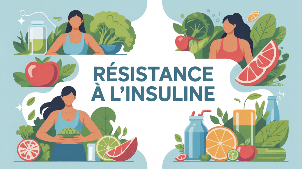 illustration resistance a l insuline perte de poids avec balance et aliments sains