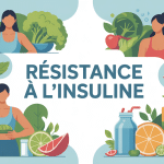 illustration resistance a l insuline perte de poids avec balance et aliments sains