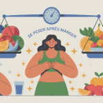 se peser apres manger combien enlever illustration repas et balance