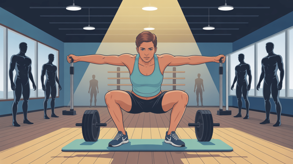illustration souleve de terre halteres en salle de musculation