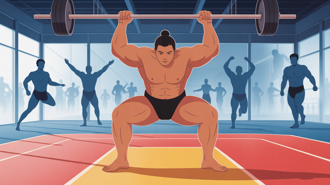 illustration technique souleve de terre sumo en salle