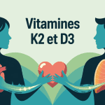 Illustration synergie vitamines k2 et d3 pour santé des os et du cœur