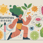 Illustration énergie bien-être avec vitamines B1 B6 et B12