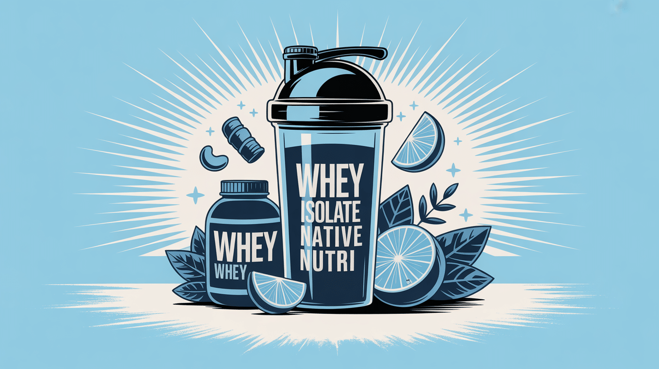 Illustration shaker et pot whey isolate native nutri premium