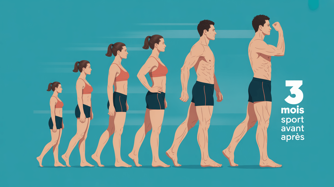 3 mois de sport avant apres silhouette transformation illustration