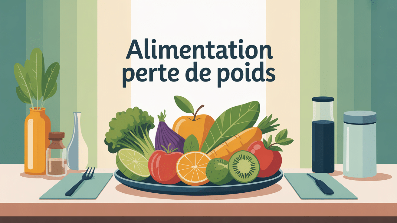 illustration alimentation perte de poids avec assiette saine