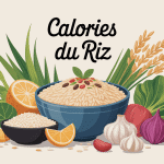 Illustration calories dans le riz bol et portions