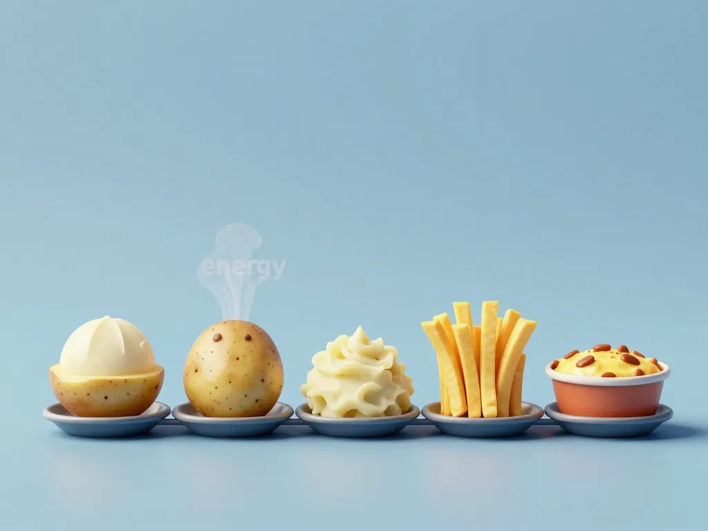 Comparaison calories une pomme de terre en fonction de la cuisson