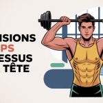 Extensions triceps au-dessus de la tête personnage stylisé salle de sport