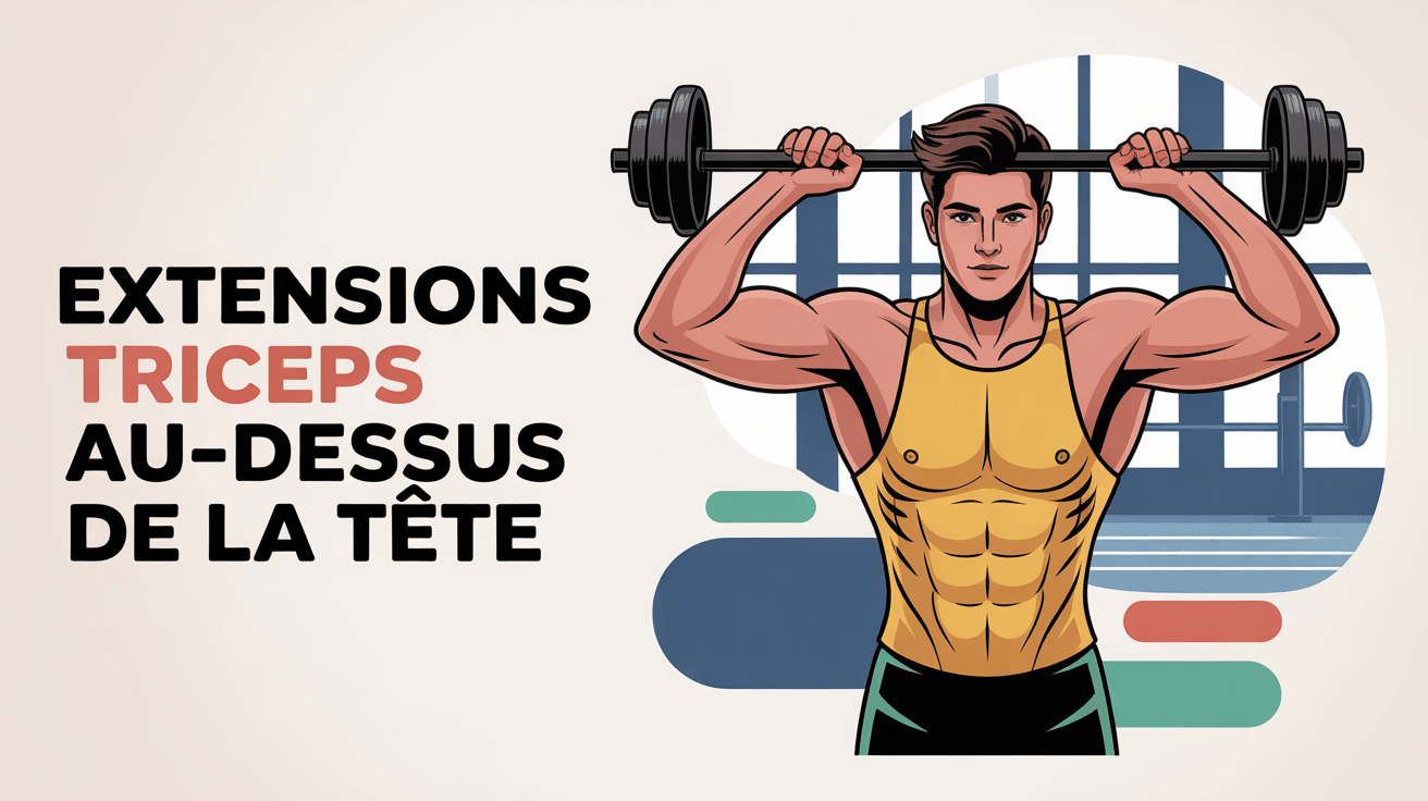 Extensions triceps au-dessus de la tête personnage stylisé salle de sport