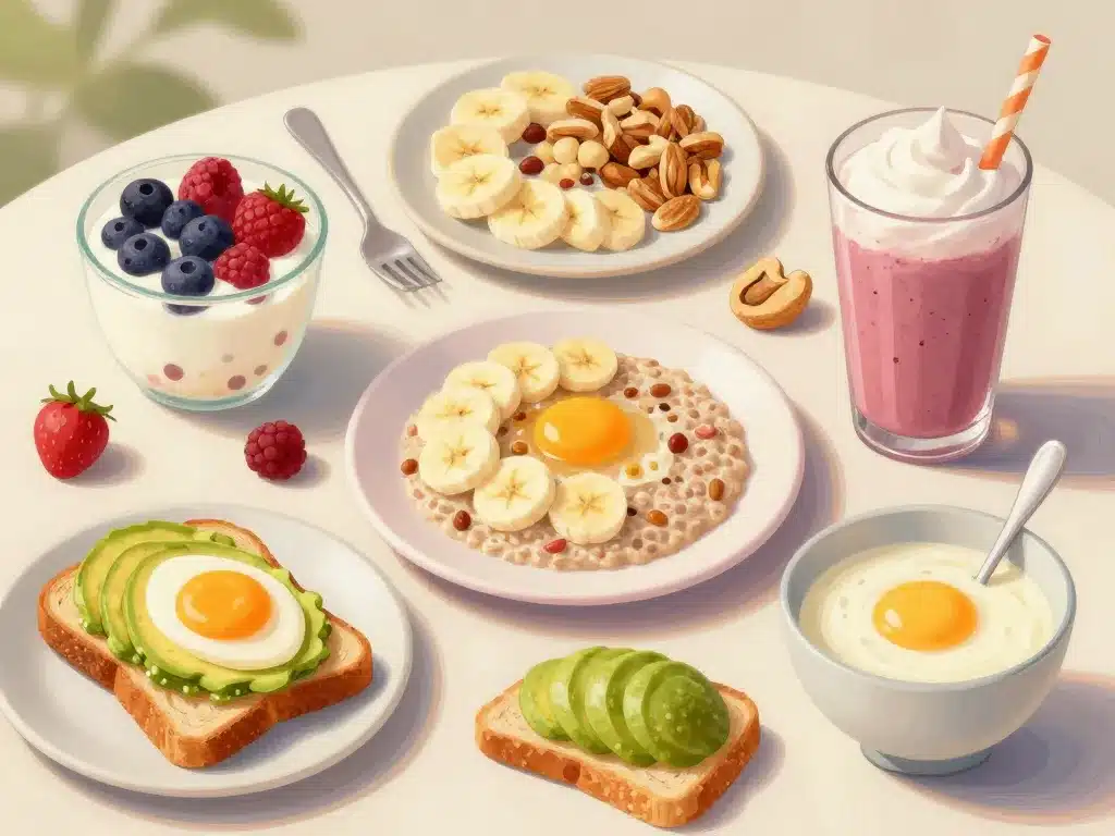 Table d’idées de petit déjeuner healthy varié et gourmand