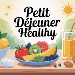 Petit déjeuner healthy avec fruits, avoine, yaourt, avocat et noix