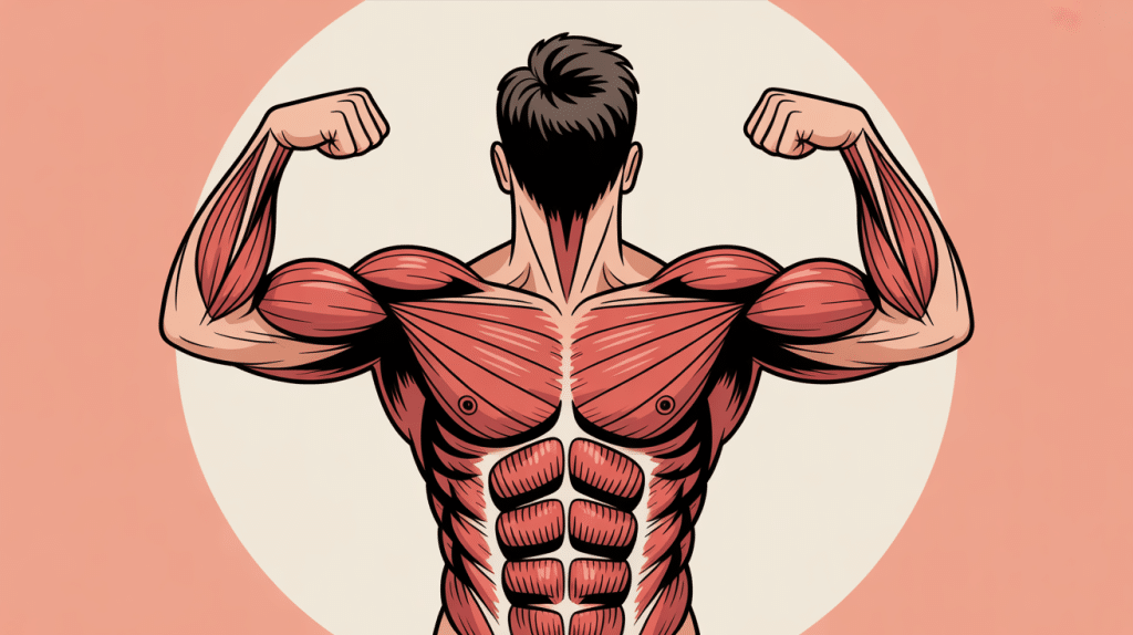 illustration stylisée travailler le haut des pecs torse athlétique