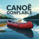 canoë gonflable en action sur rivière avec montagnes
