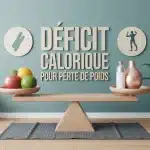 Balance stylisée avec icônes calories et graisse pour déficit calorique pour perte de poids