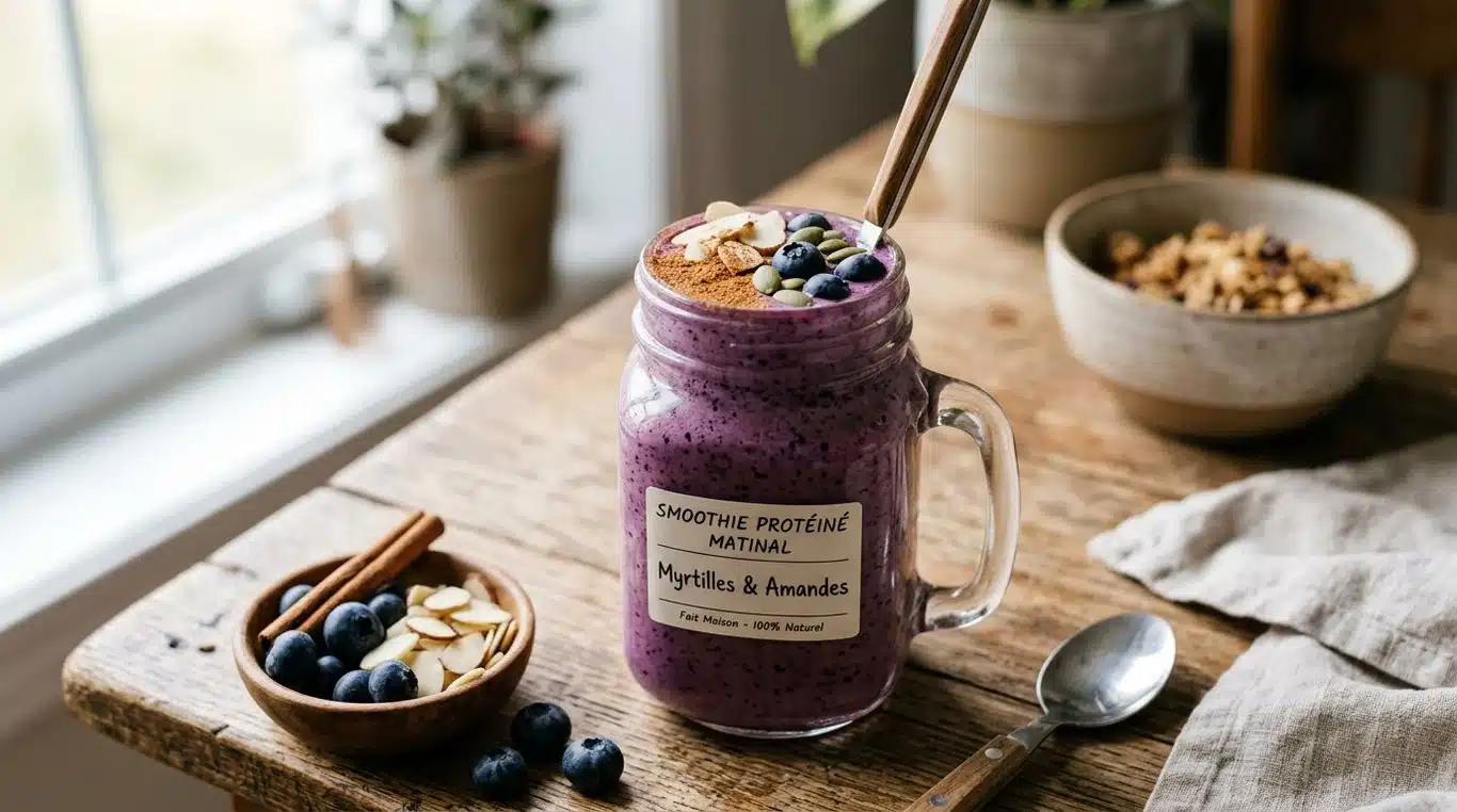 Smoothie protéiné à la myrtille et à l'isolate pour la récupération sportive